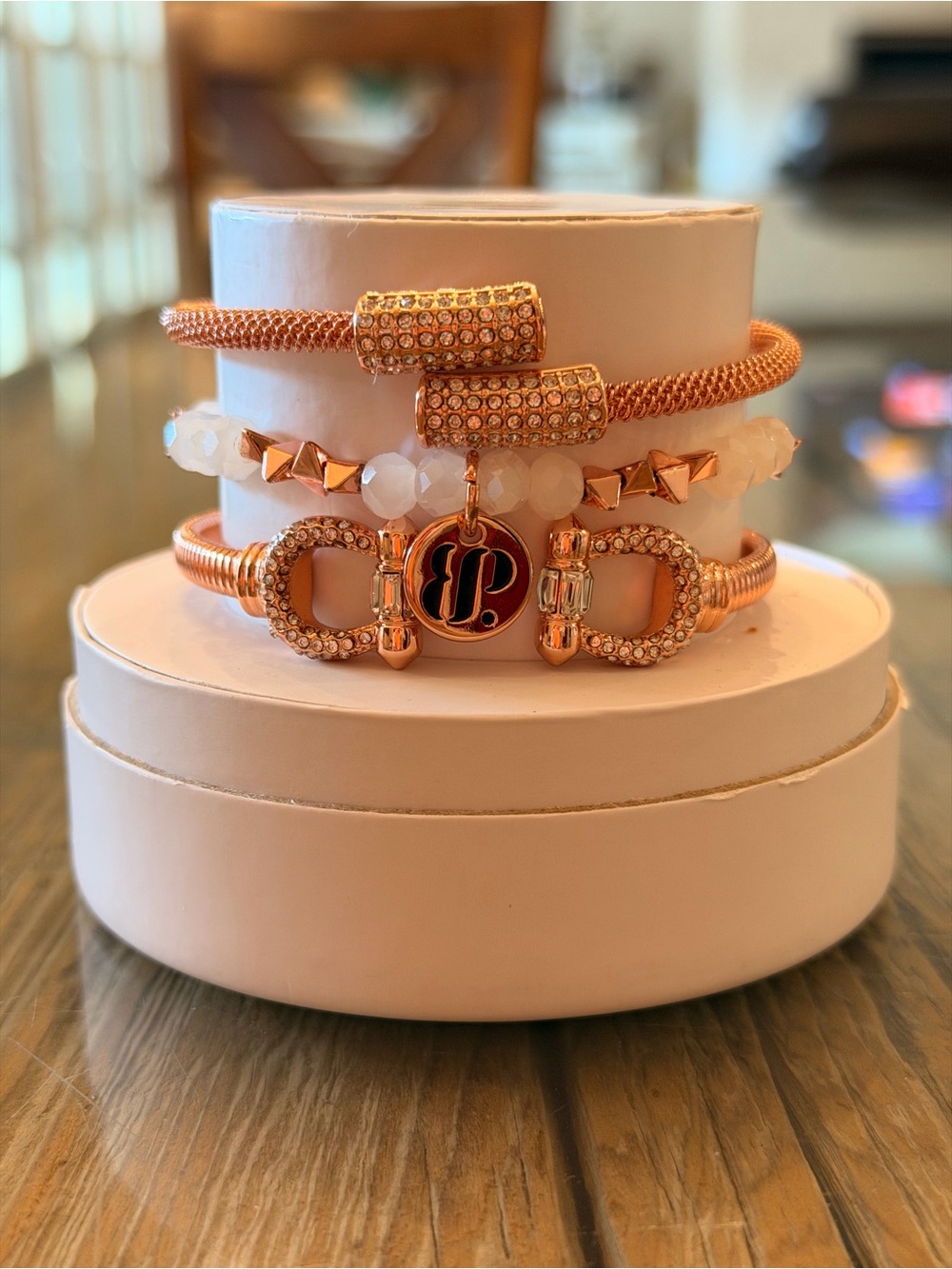 Bomb Party Bracelets! Personally Curated Rose Gold with White Beads